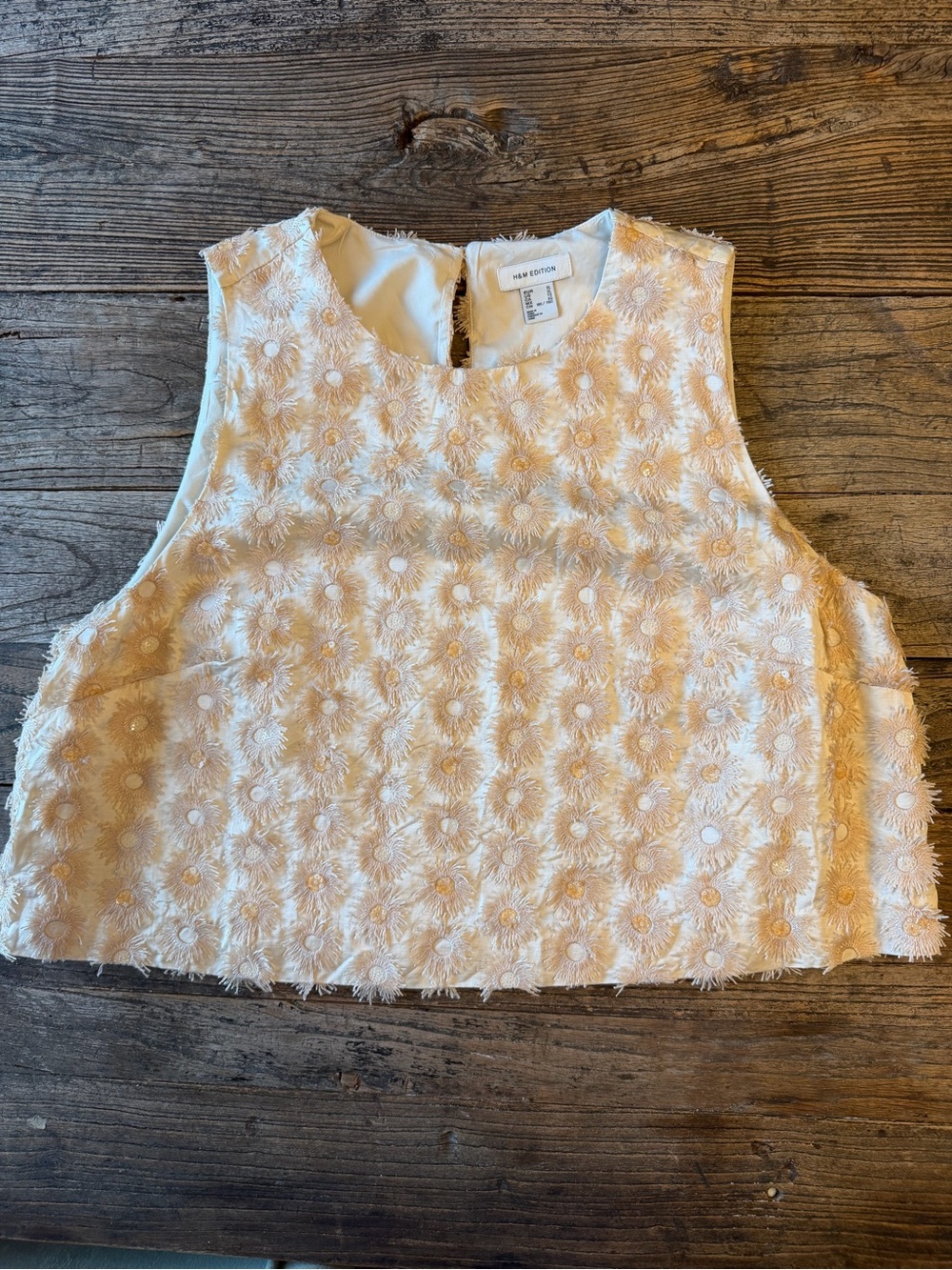 H&M Cream Floral Embroidered Sleeveless Top
